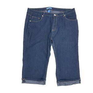 Dkin Cuffed Capri Women's Size 18W Dark Wash Blue Denim Jeans